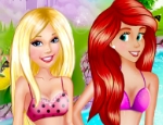 Play Free Barbie And Ariel Pool Party
