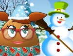 Play Free Pou Girl Building A Snowman